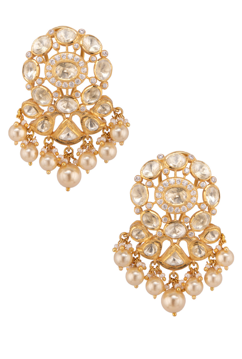 Gold Plated Silver Earrings With Fresh Water Pearl Drops