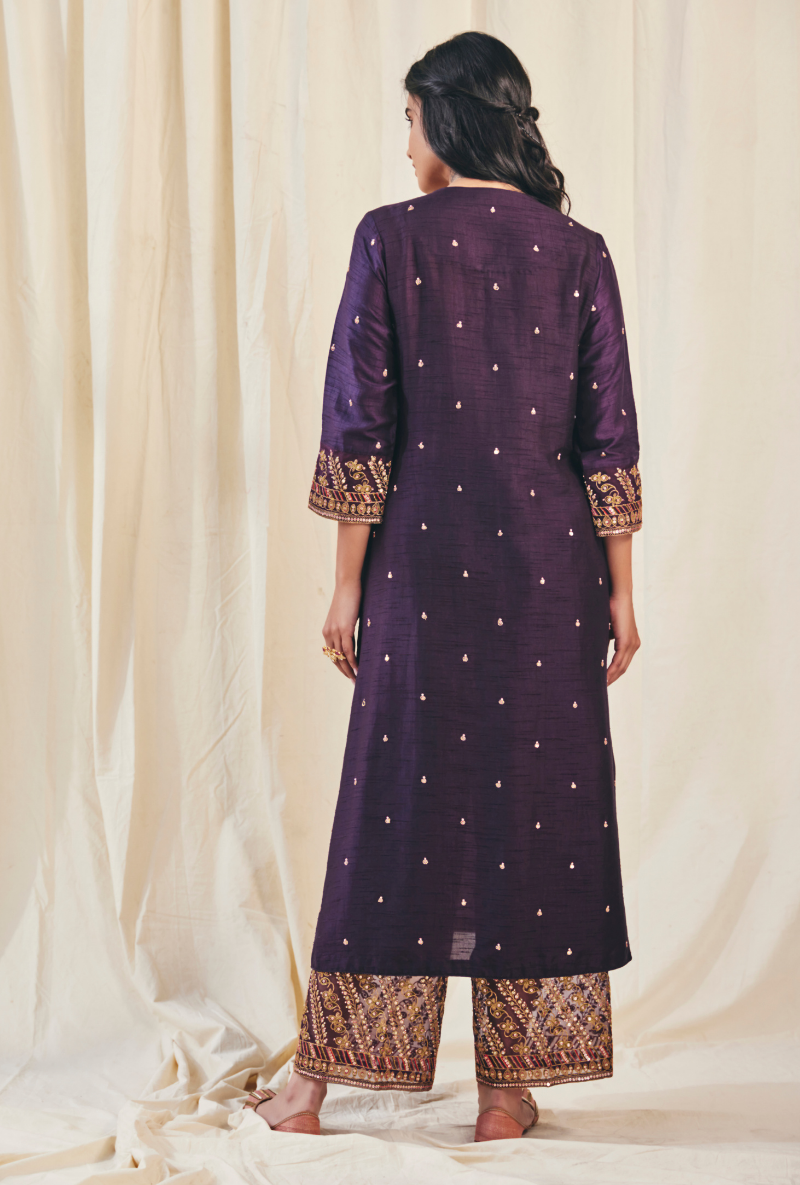 Deep Purple Noor Farshi Meera Kurta Set