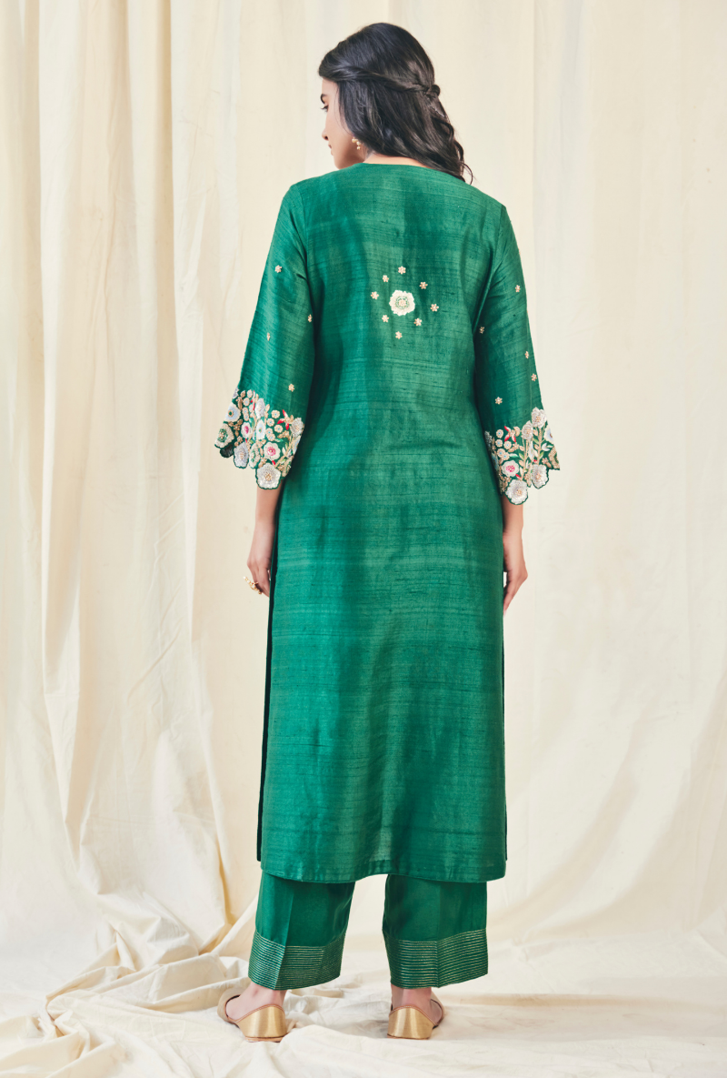 Green Pearl Cutwork Meera Kurta