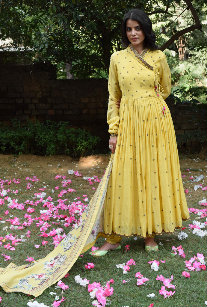 Yellow Gul Anarkali Set