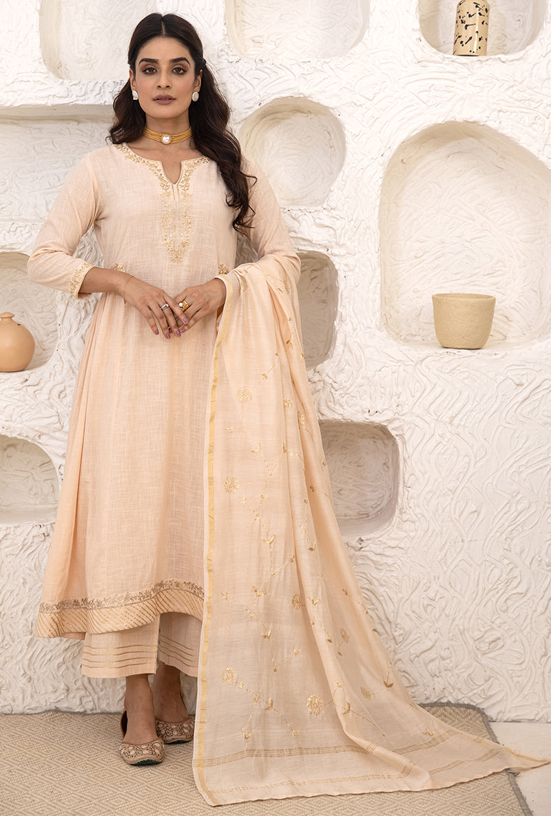 Powder Peach Bhopali Tahira Kurta Set