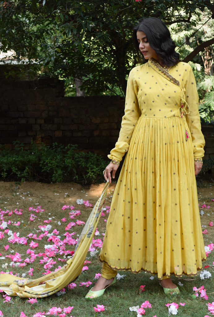Yellow Gul Anarkali Set