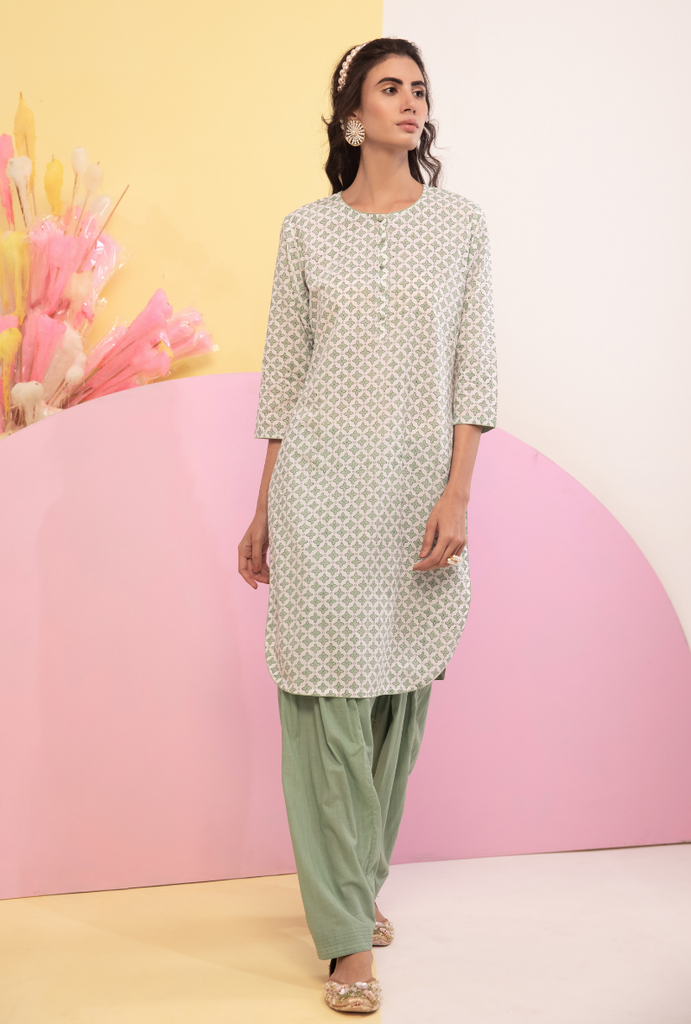 Green Cotton Candy Salwar Kurta Set