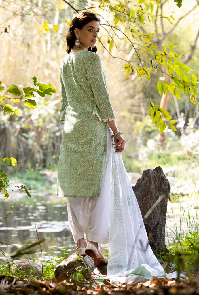 Green/Ivory Titlie Salwar Kurta Set