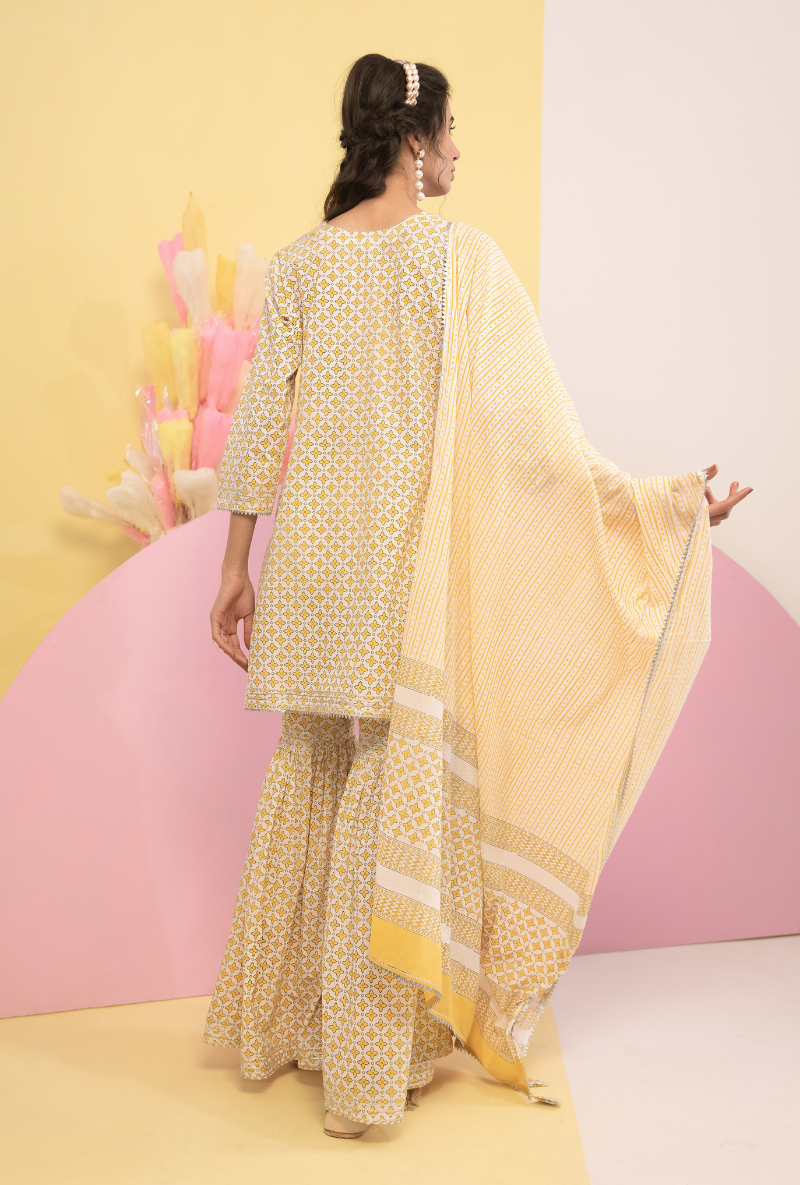 Yellow Cotton Candy Gharara Set