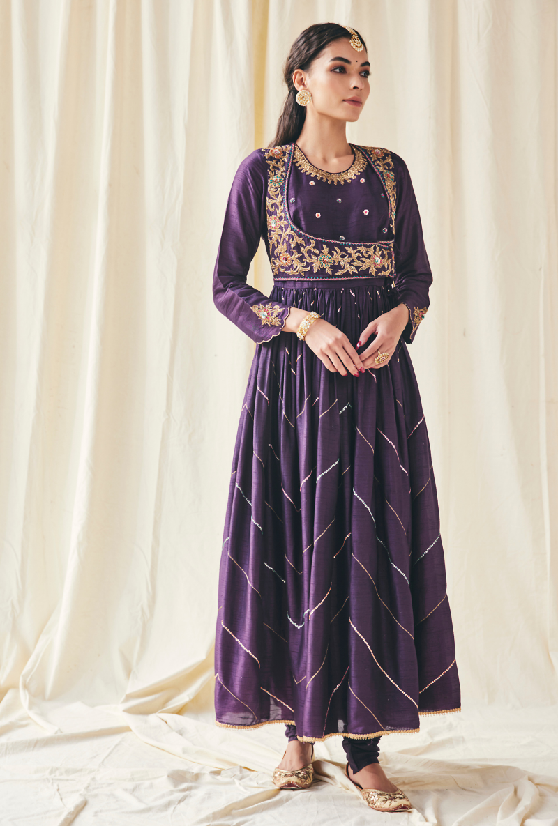 Purple Poshak Meera Anarkali Set