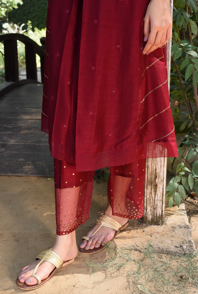 Maroon Gold Tikki Set