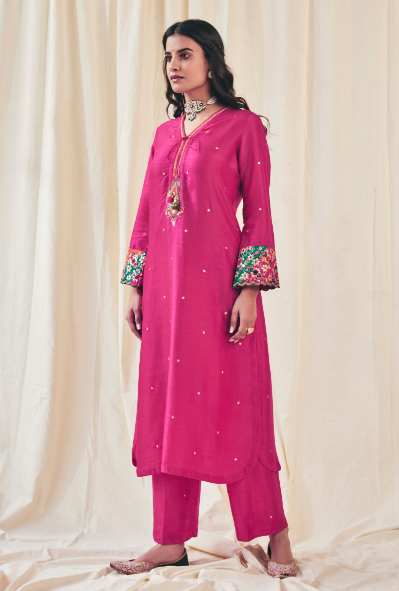 Rani Pink Gota Paisley Meera Kurta Set