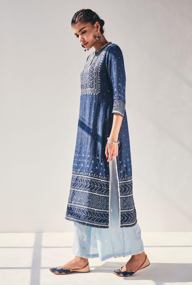Blue Fiza Yolk Kurta Set