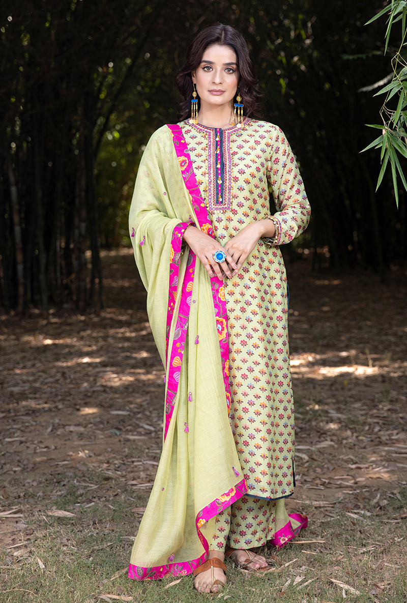 Green Classic Neckline Amaaya Kurta Set