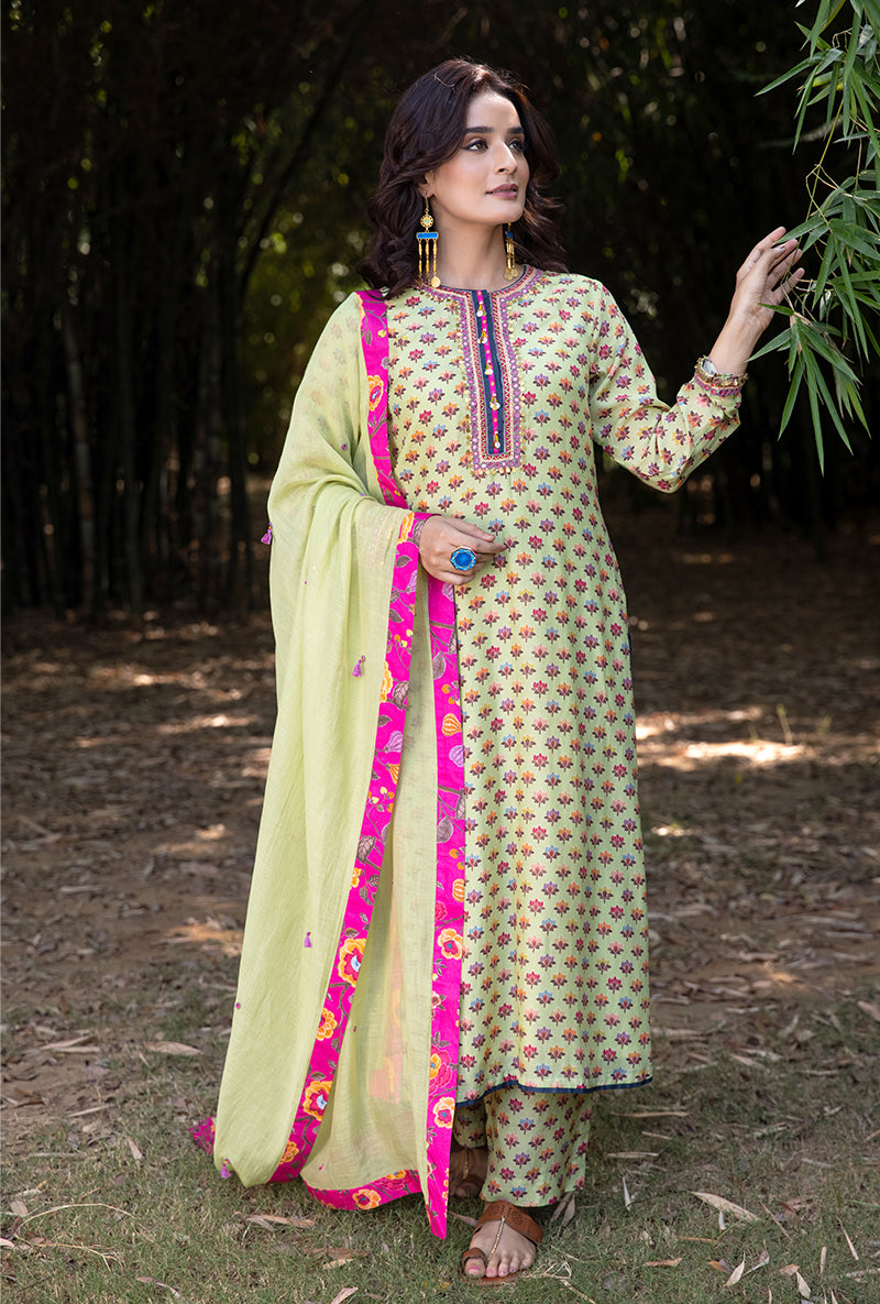 Green Classic Neckline Amaaya Kurta Set