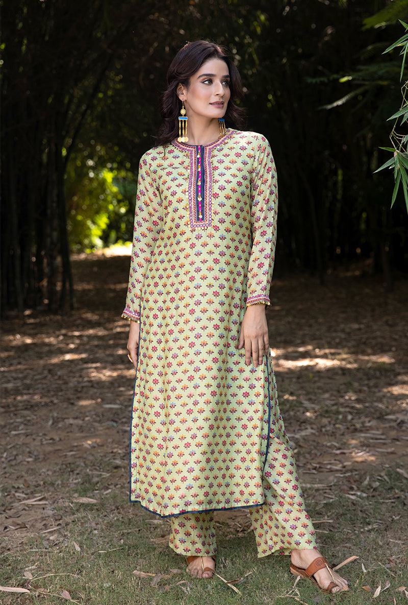 Green Classic Neckline Amaaya Kurta Set