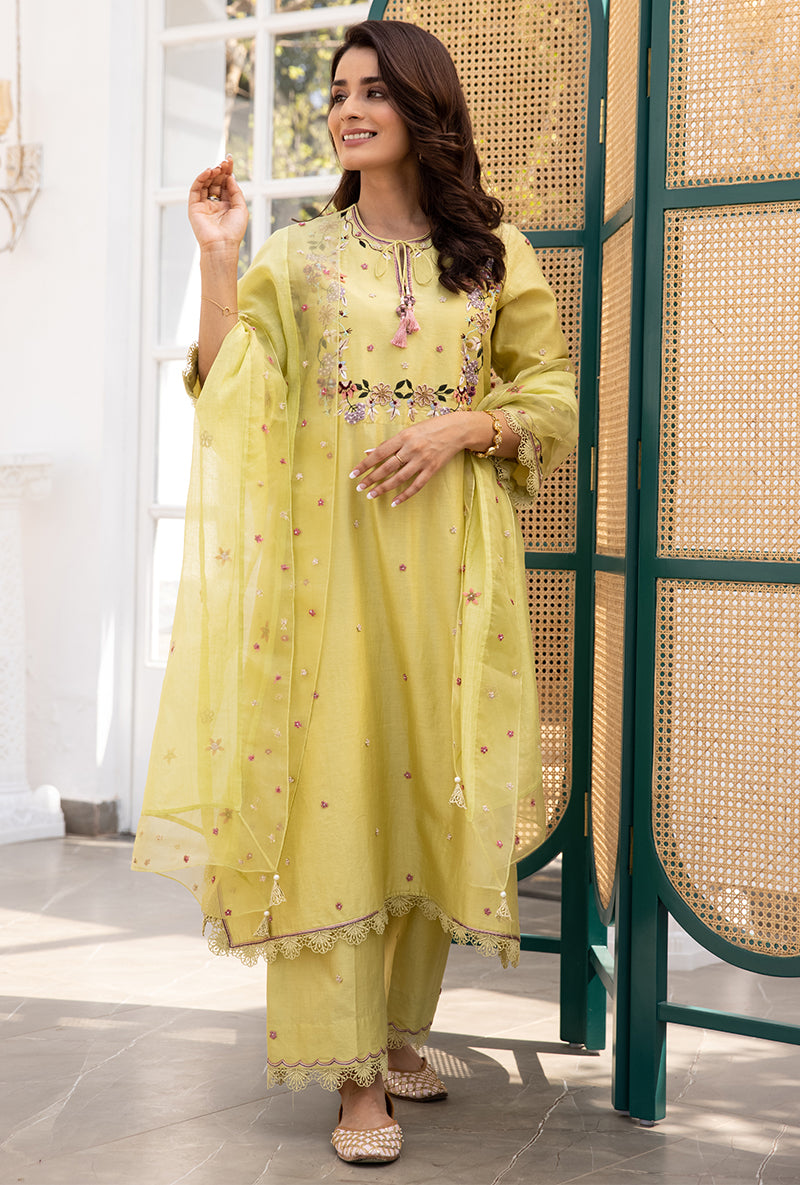 Green French Knot Handkerchief Suhaani Kurta Set