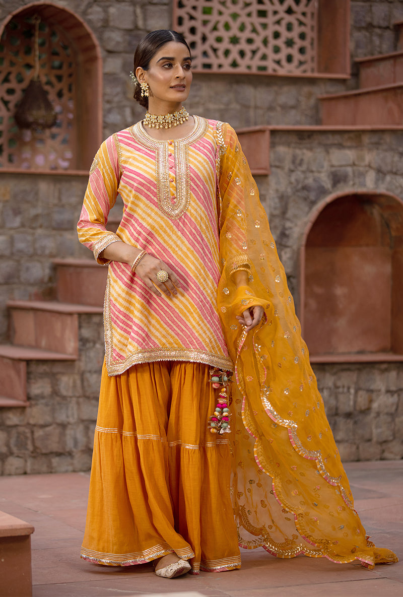 Mango Pink Leheriya 2.0 Gharara Set