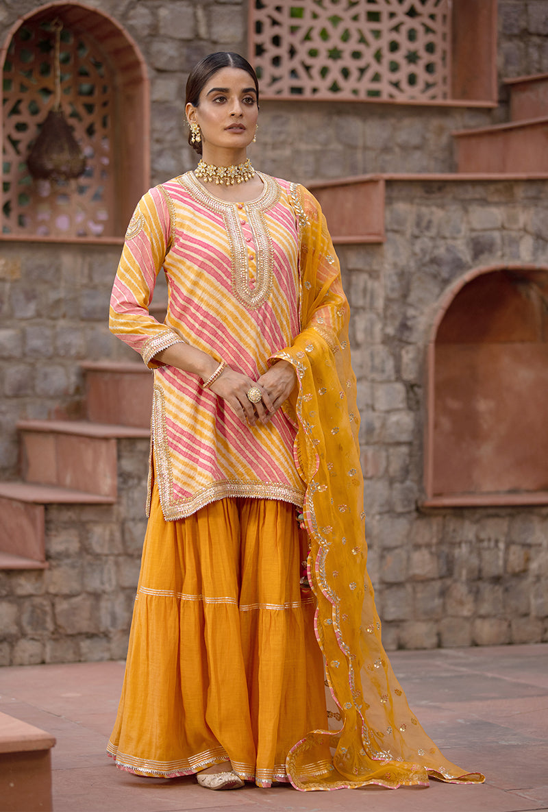 Mango Pink Leheriya 2.0 Gharara Set