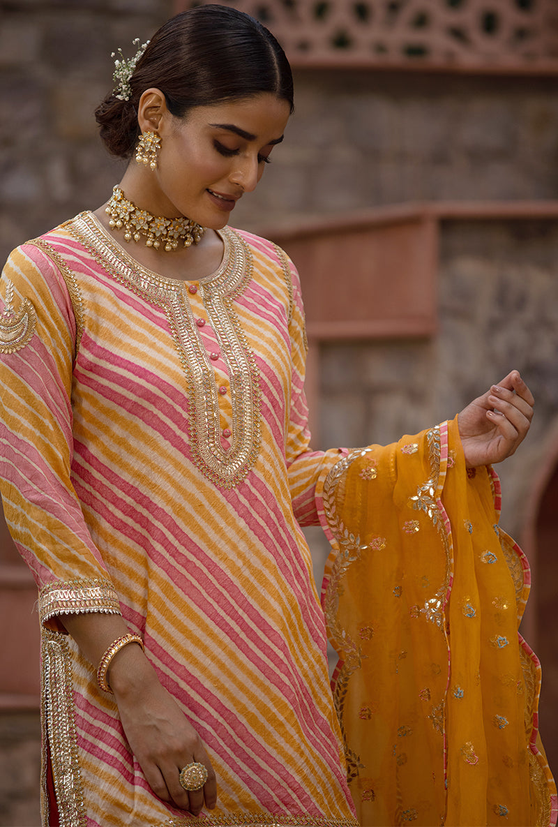 Mango Pink Leheriya 2.0 Gharara Set