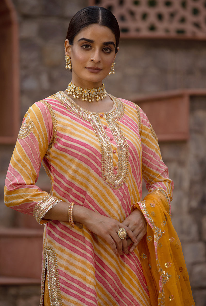 Mango Pink Leheriya 2.0 Gharara Set