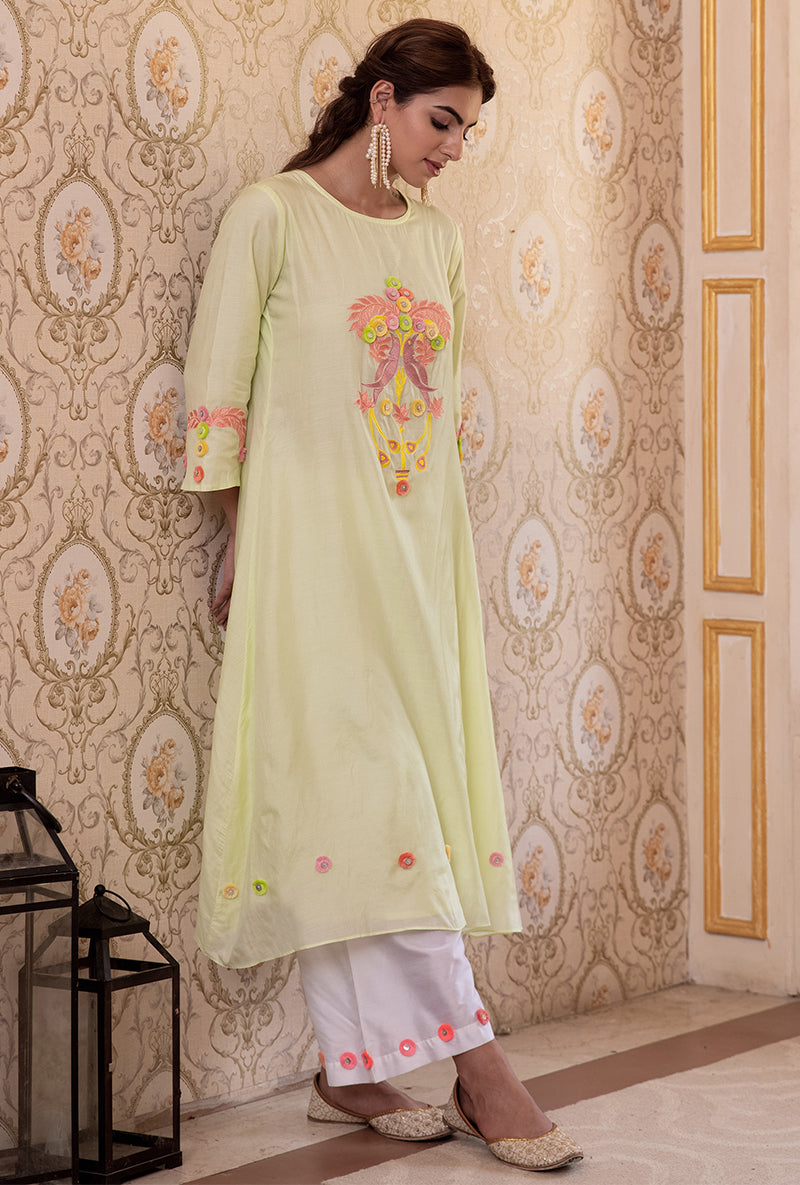 Mint Green Parrot Akai Tunic Set