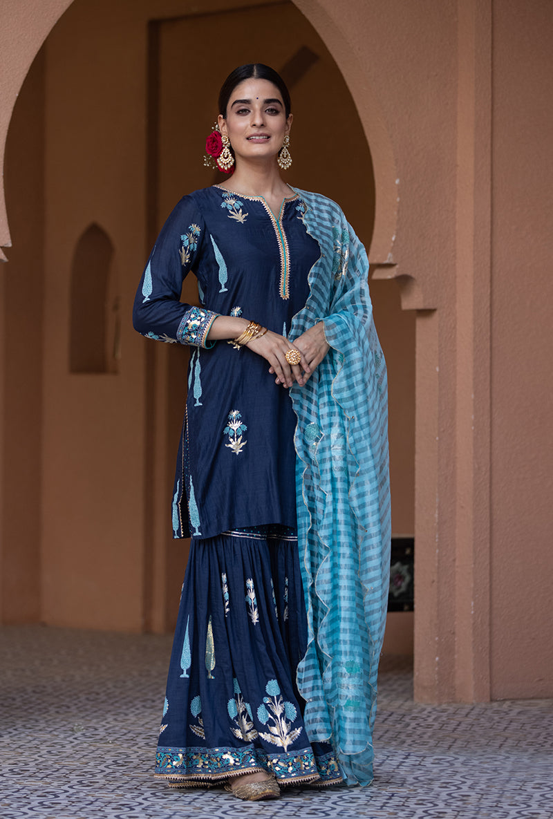 Navy Nayaab Gharara Set