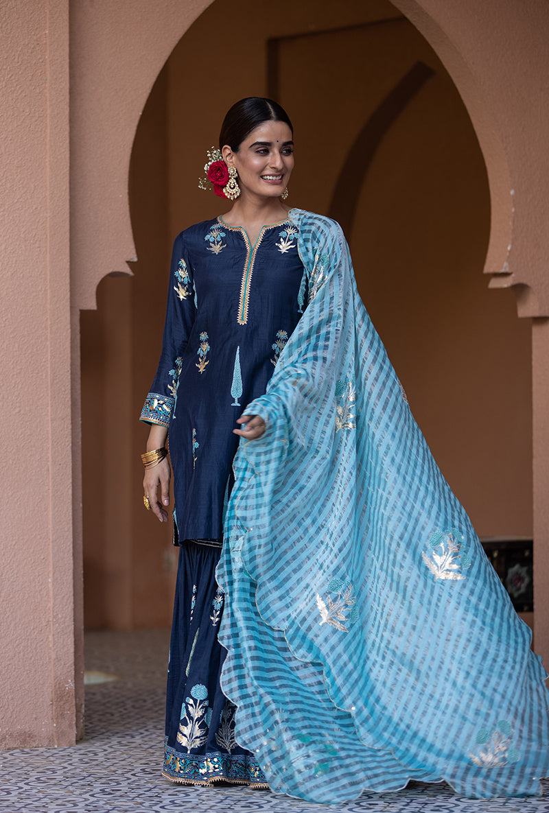 Navy Nayaab Gharara Set