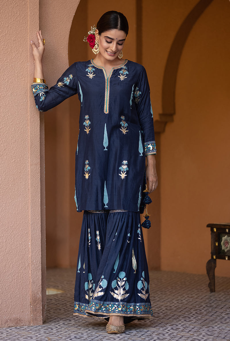 Navy Nayaab Gharara Set