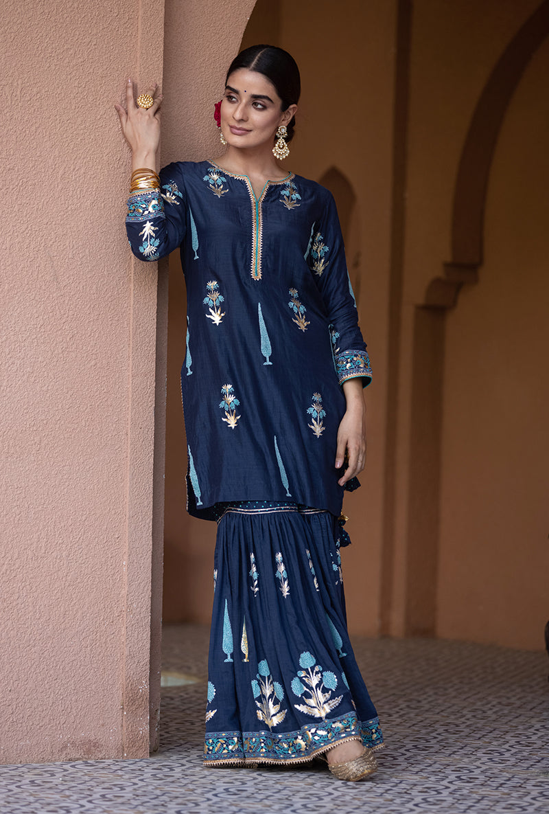 Navy Nayaab Gharara Set