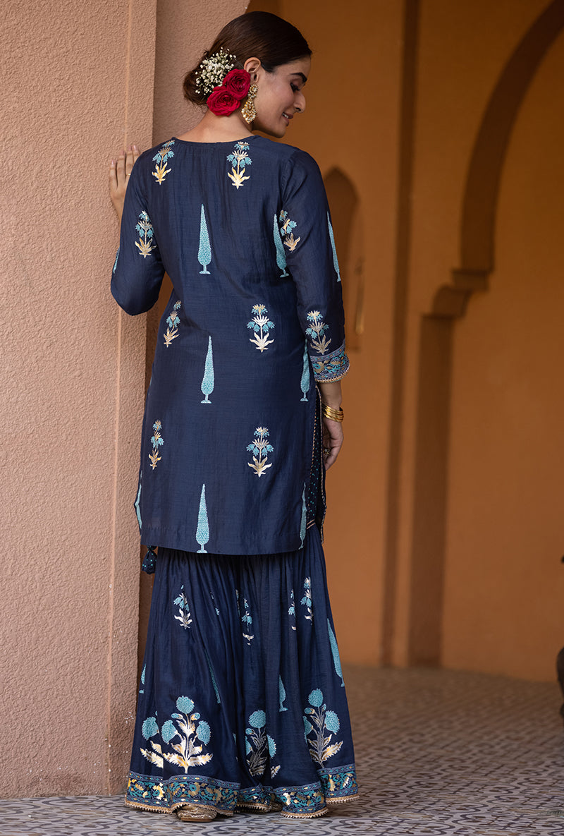 Navy Nayaab Gharara Set