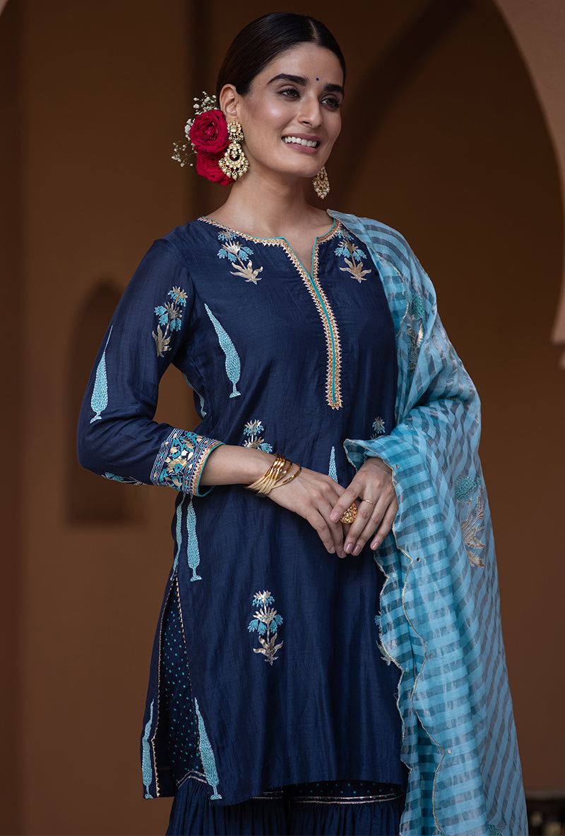 Navy Nayaab Gharara Set