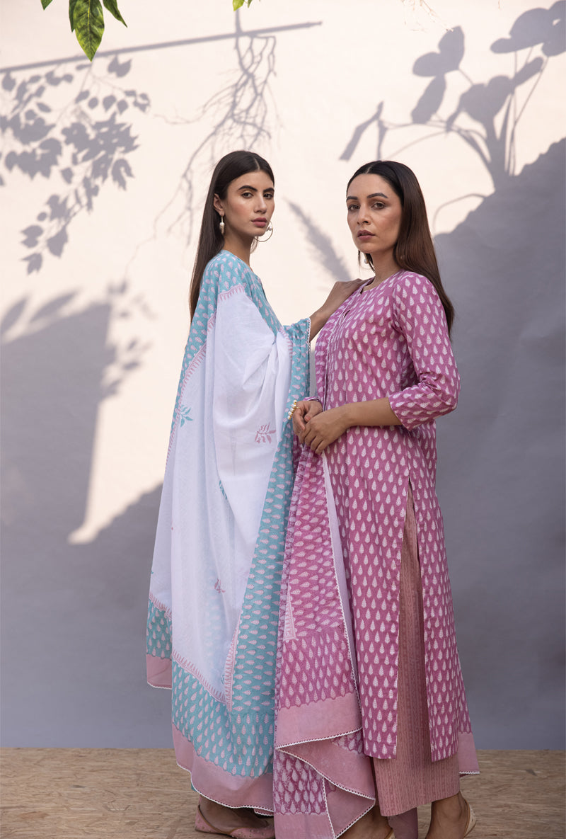 Pink Leaf Maya Kurta Set