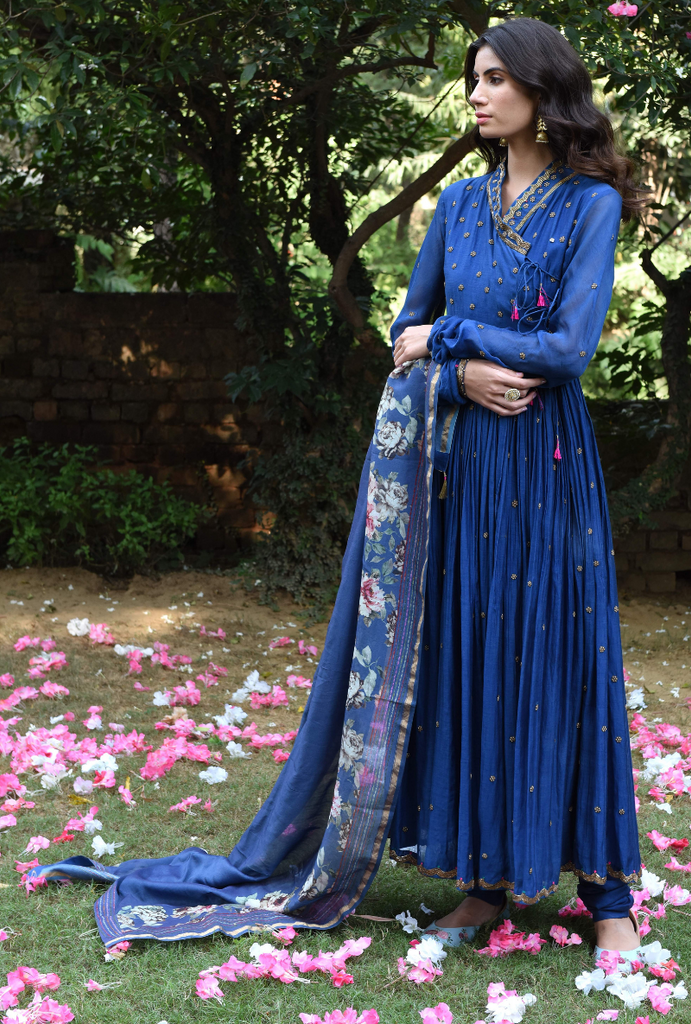 Blue Gul Anarkali Set