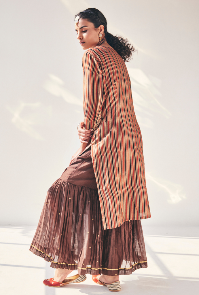 Brown Stripes Fiza Kurta Set