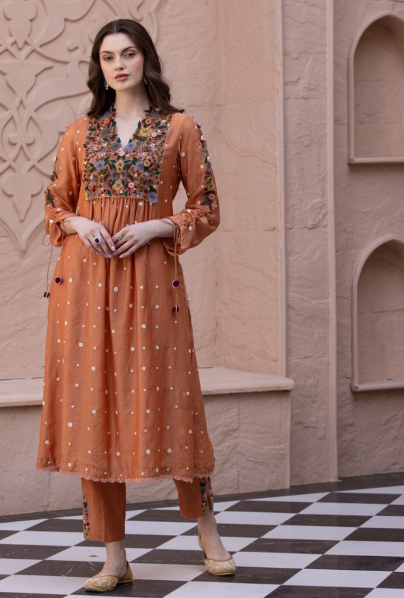 Peach Orchid Frockstyle Sahiba Kurta Set