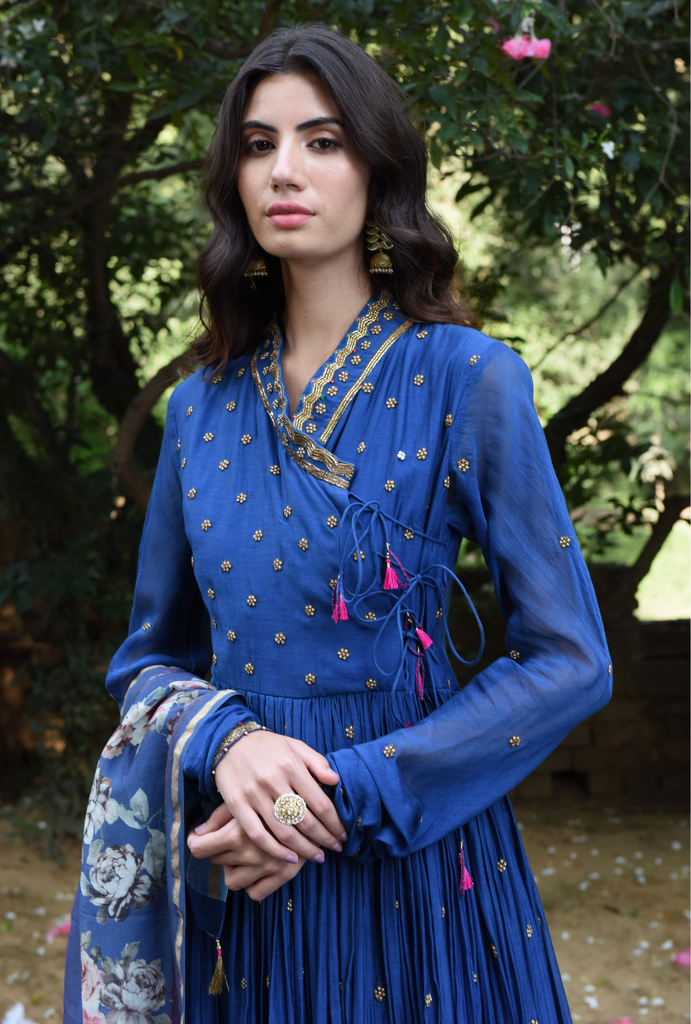 Blue Gul Anarkali Set