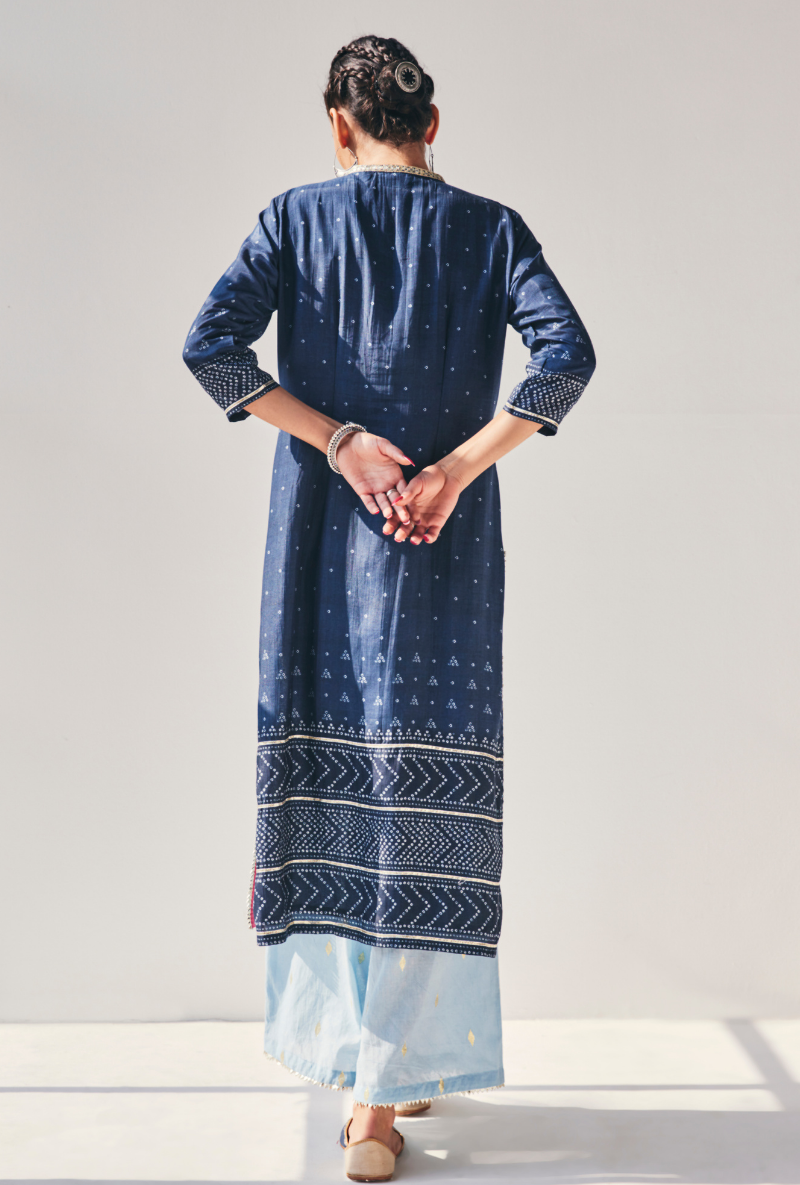 Blue Fiza Yolk Kurta Set