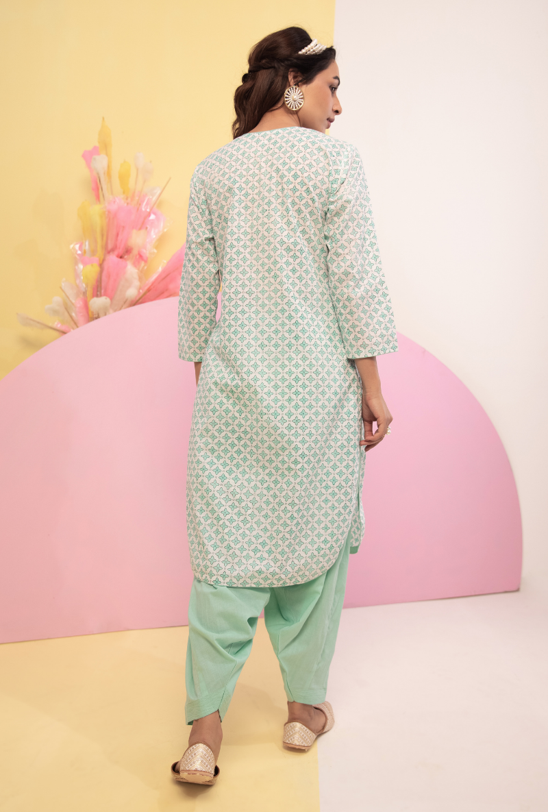 Aqua Cotton Candy Salwar Kurta Set