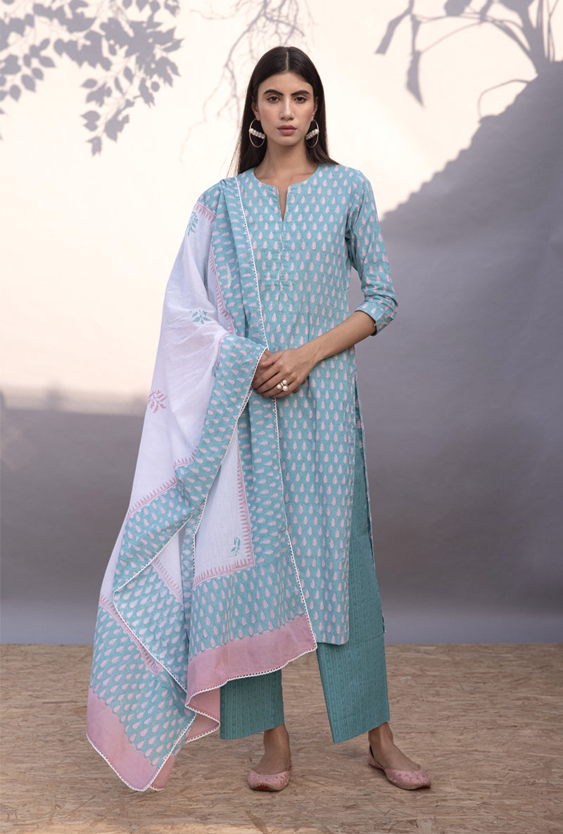 Aqua Leaf Maya Kurta Set