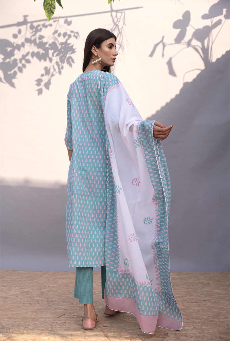 Aqua Leaf Maya Kurta Set