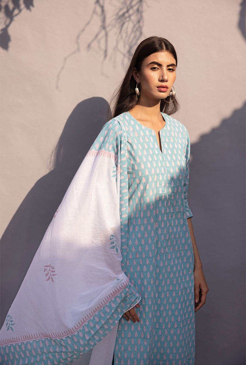 Aqua Leaf Maya Kurta Set