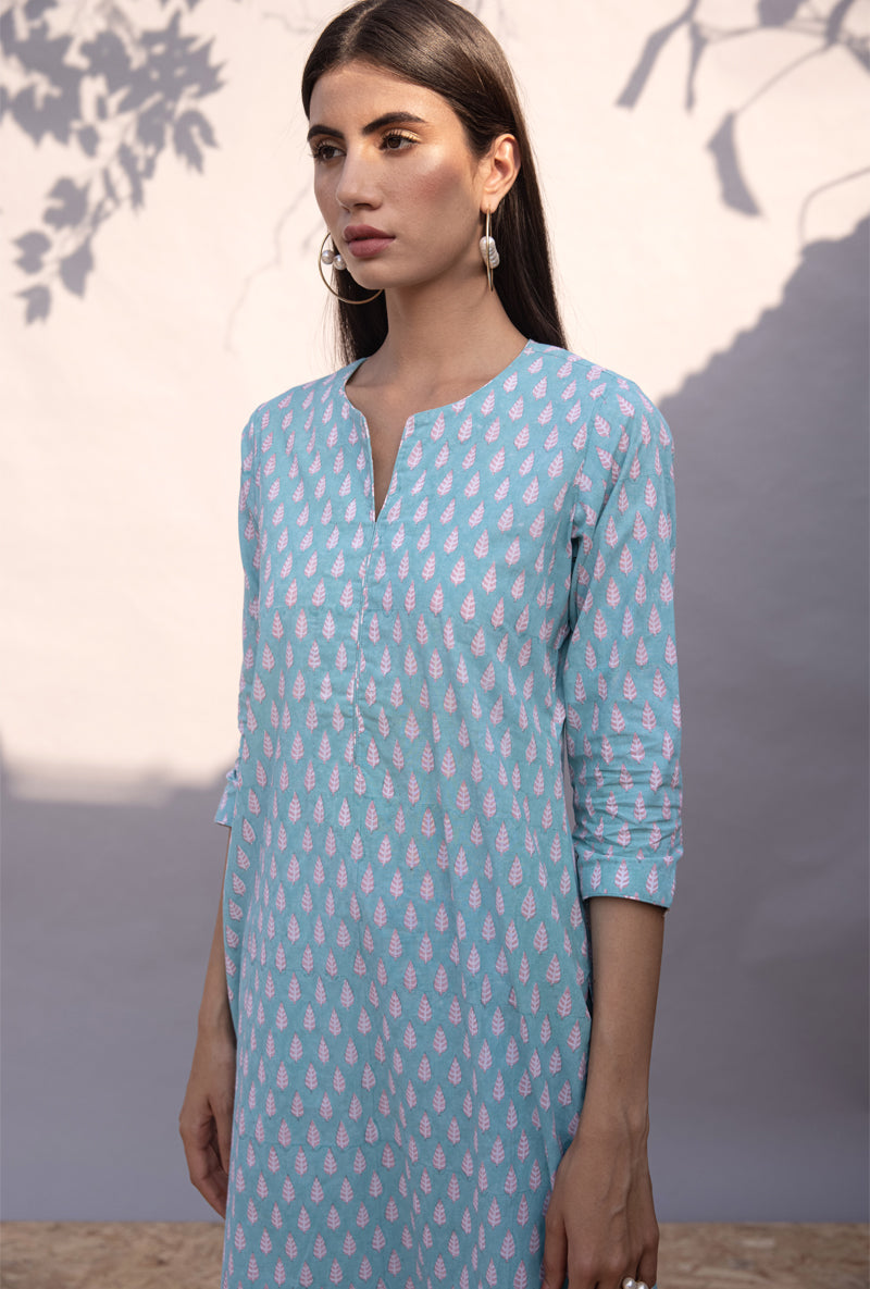 Aqua Leaf Maya Kurta Set