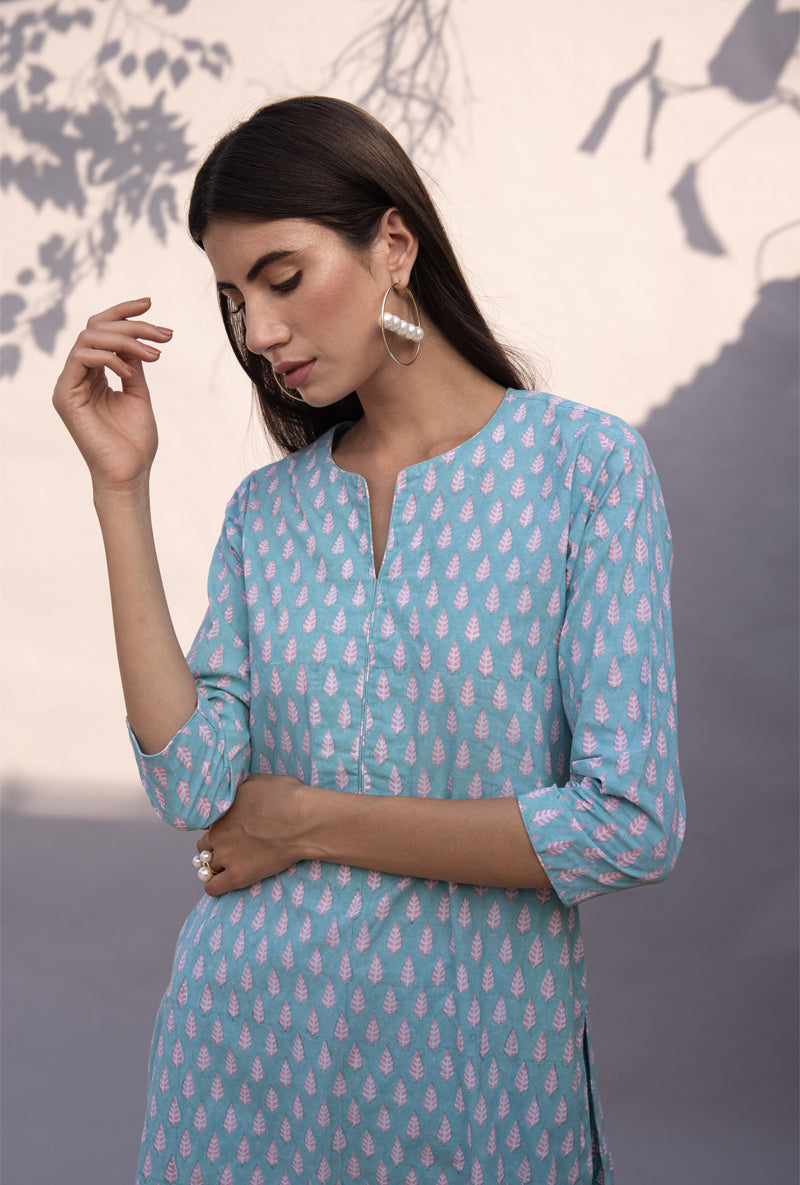 Aqua Leaf Maya Kurta Set