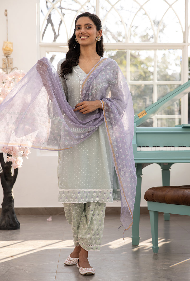 Mint Green Salwar Aisha Kurta Set