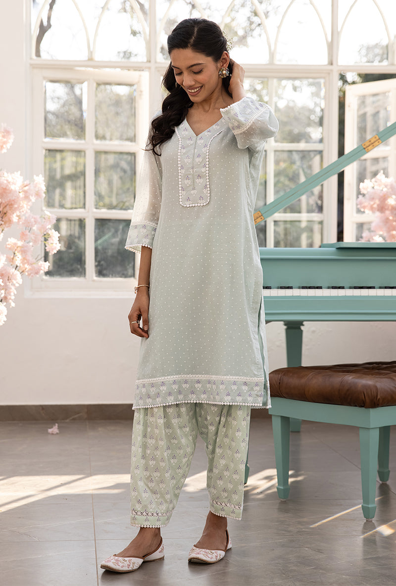 Mint Green Salwar Aisha Kurta Set