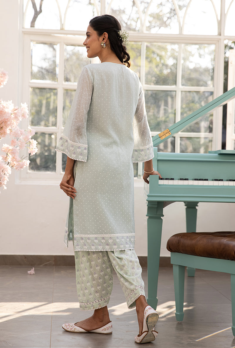 Mint Green Salwar Aisha Kurta Set