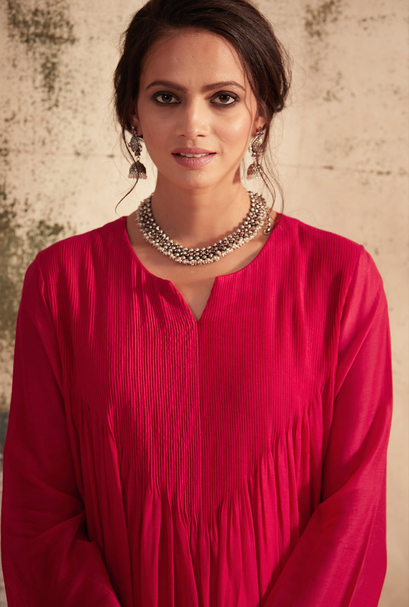 Rani Pink Pintuck Inaya Kurta Set
