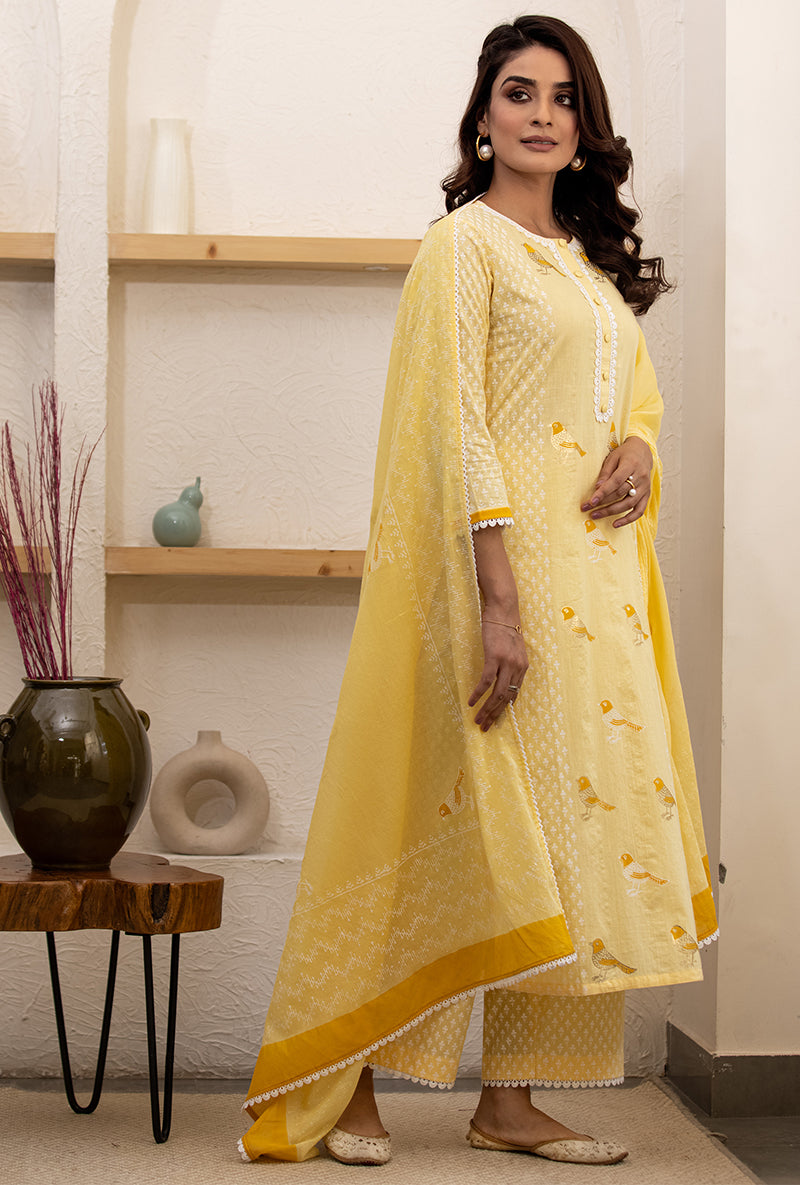 Yellow Pihu Classic Kurta Set