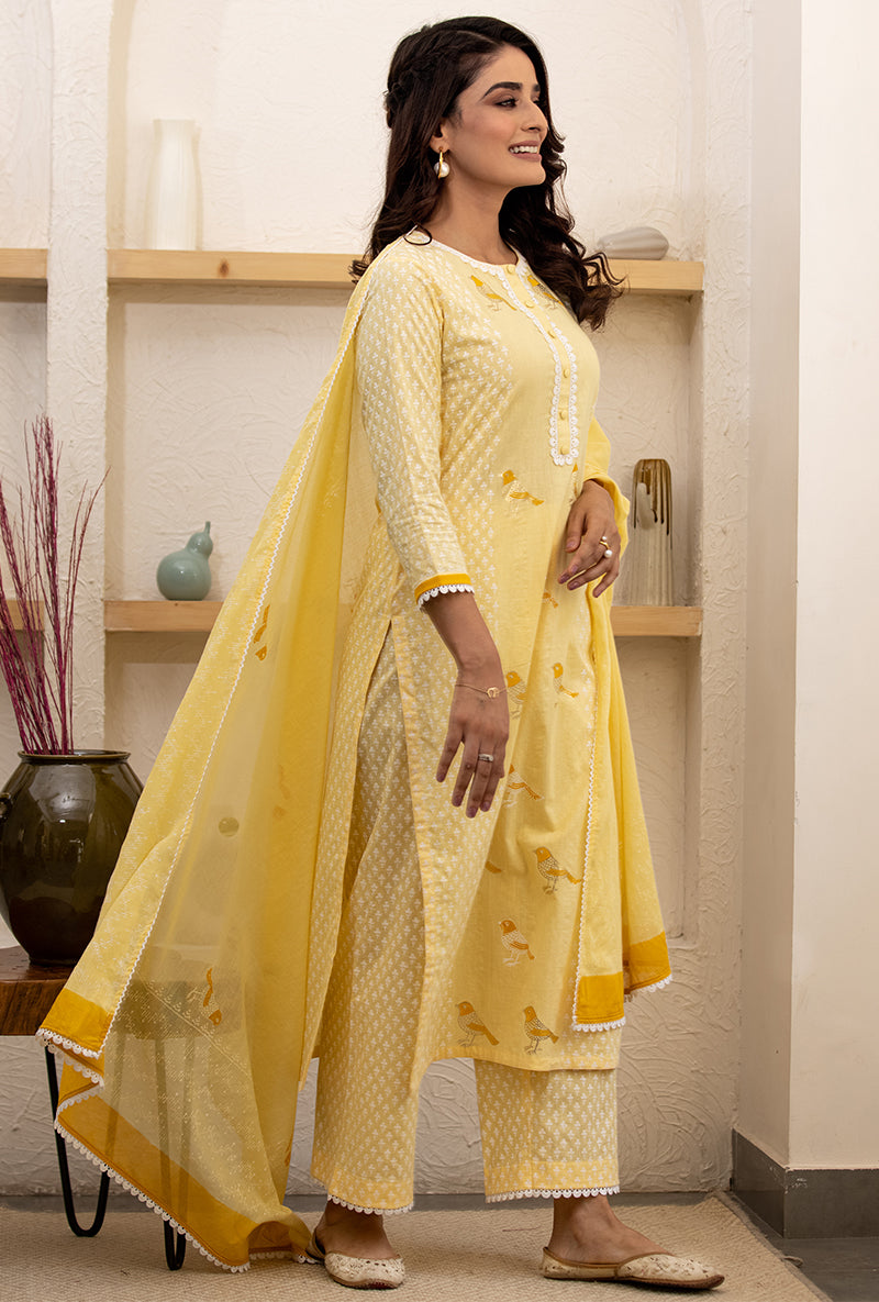 Yellow Pihu Classic Kurta Set