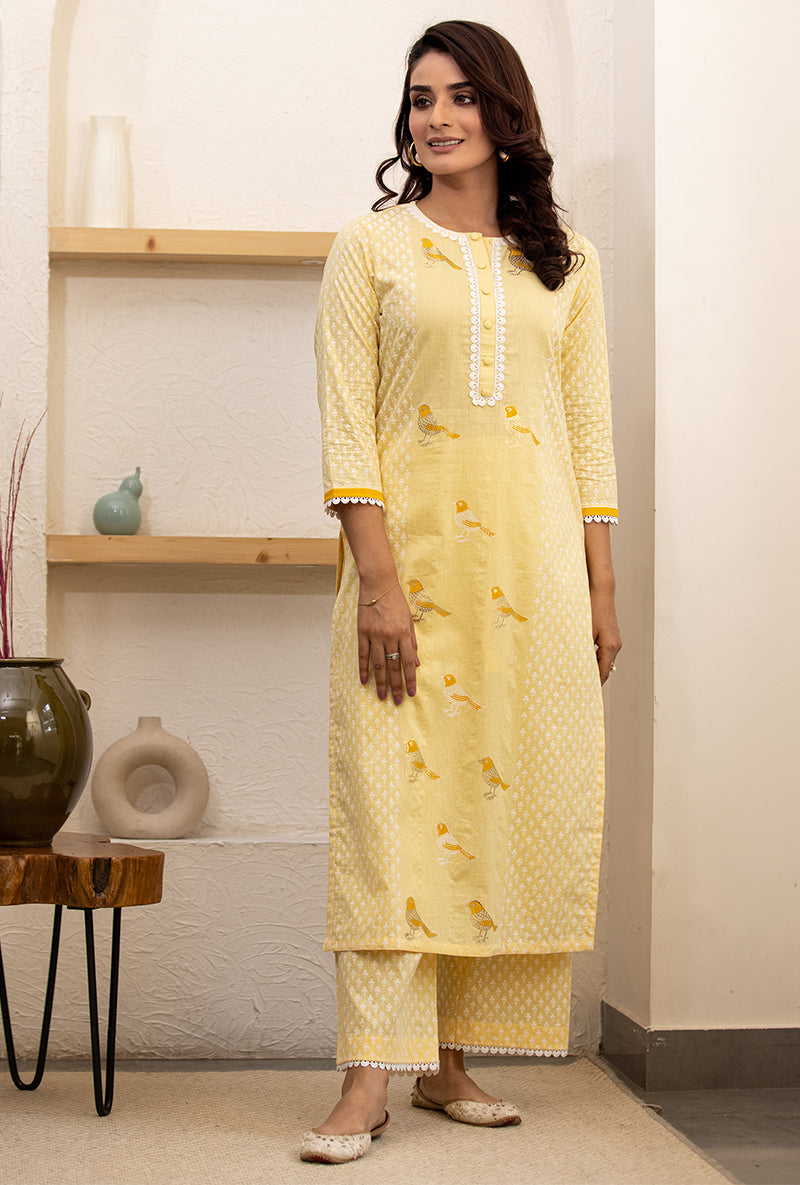 Yellow Pihu Classic Kurta Set