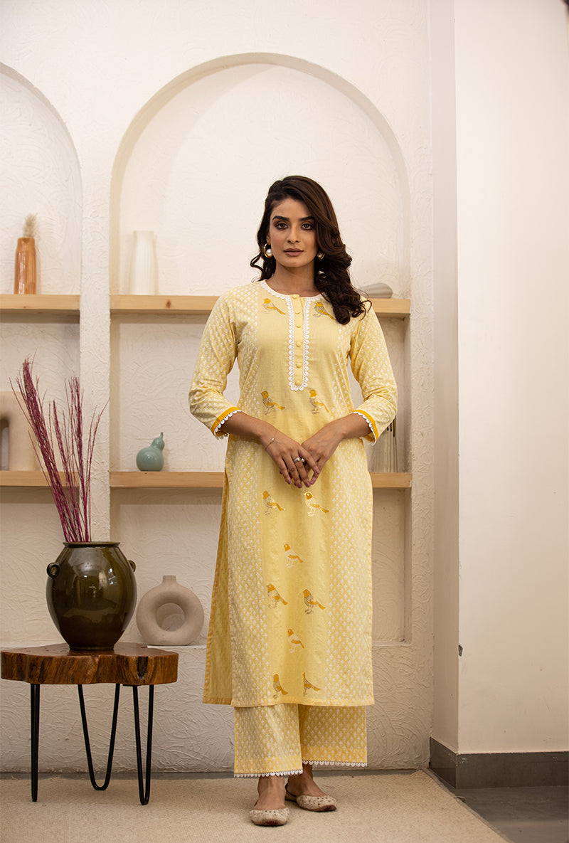 Yellow Pihu Classic Kurta Set
