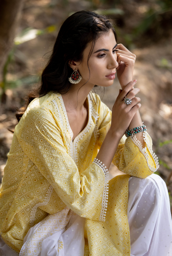 Yellow/Ivory Titlie Salwar Kurta Set