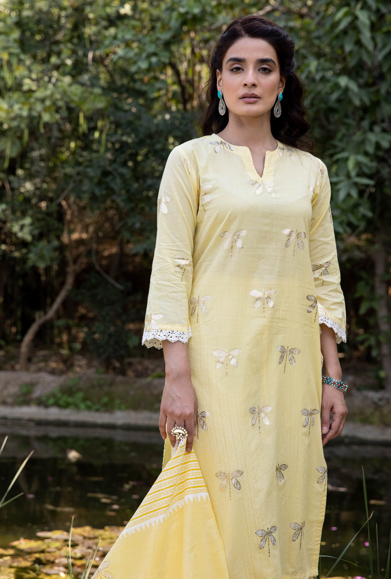 Yellow Titlie Straight Kurta Set